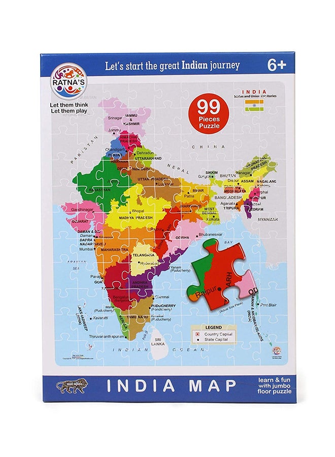 99-Piece India Map Jigsaw Puzzle