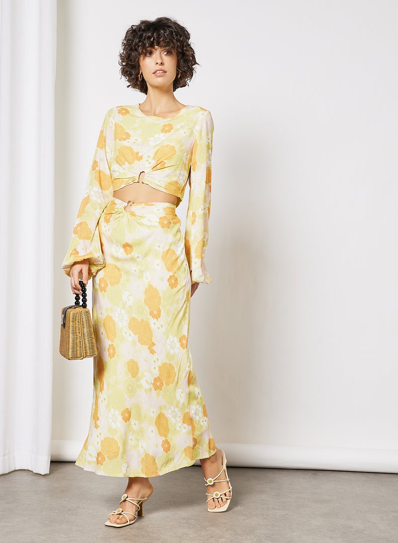 Anouk Floral Print Skirt Yellow