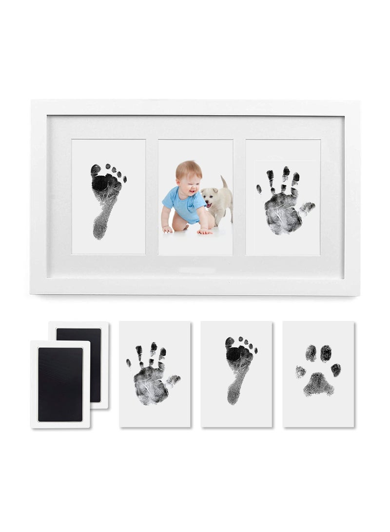 Baby Handprint and Footprint Kit Framed Photo with Clean Touch Ink Pad for Newborn Gift