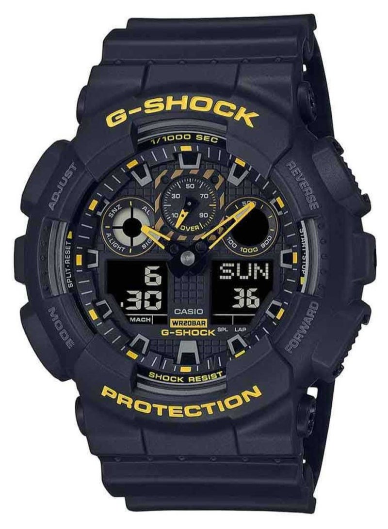 G-Shock Caution Yellow Analog Digital Resin Strap Black Dial Quartz GA-100CY-1A Men's Watch