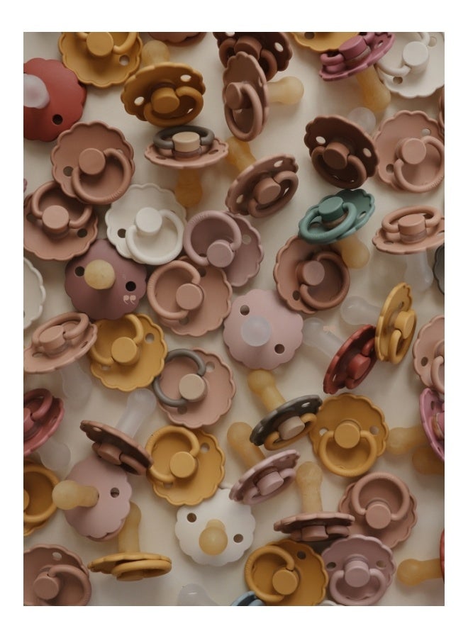 Daisy Latex Baby Pacifier 6-18M 2-Pack Chamomile/Peach Bronze - Size 2