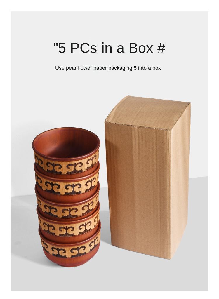 5-Piece Wooden Bowl Wooden Milk Tea Bowl