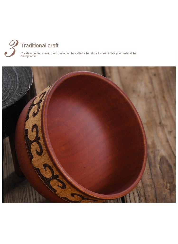 5-Piece Wooden Bowl Wooden Milk Tea Bowl