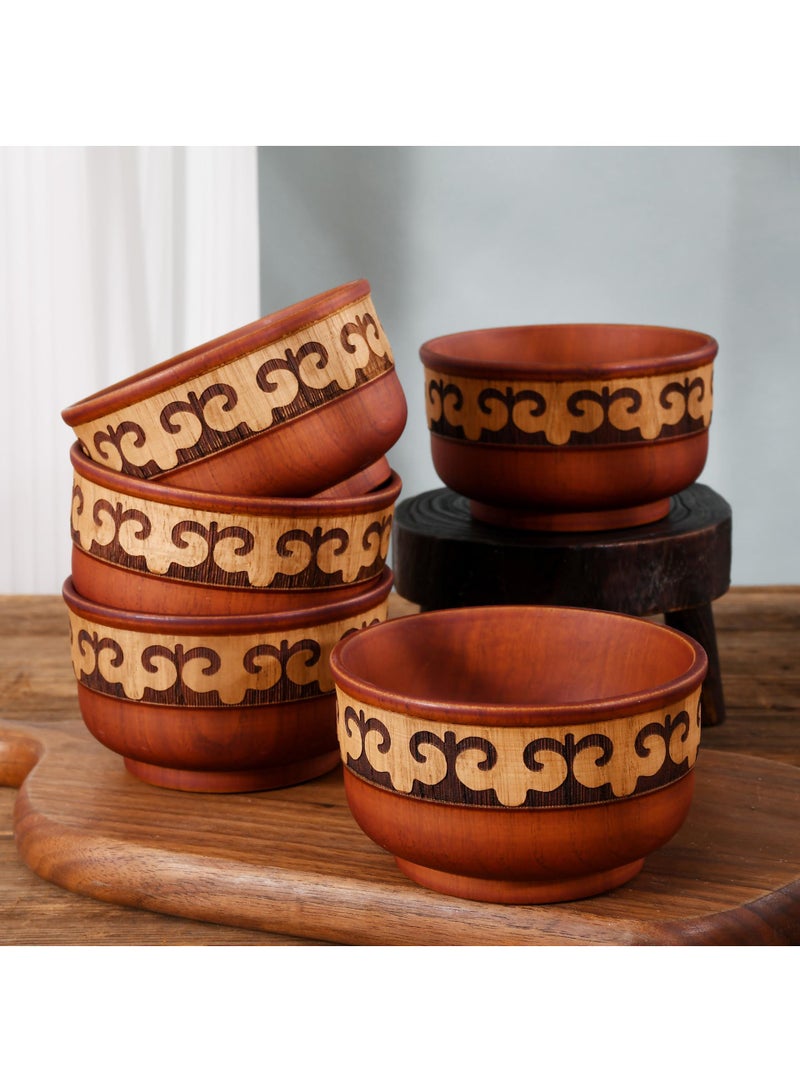 5-Piece Wooden Bowl Wooden Milk Tea Bowl