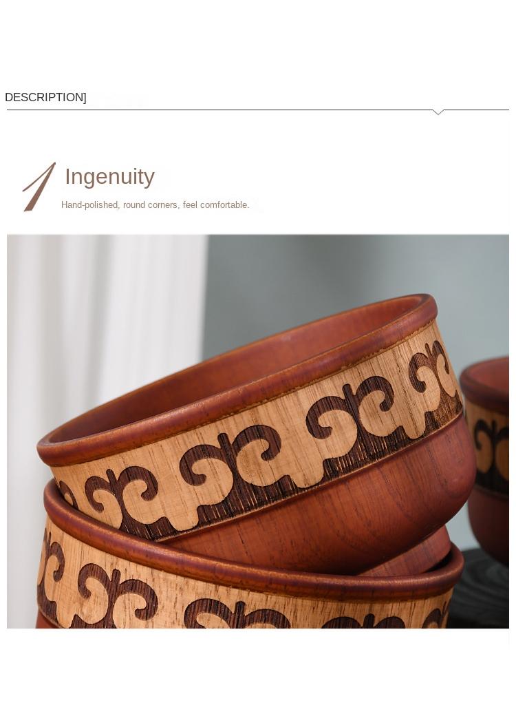 5-Piece Wooden Bowl Wooden Milk Tea Bowl