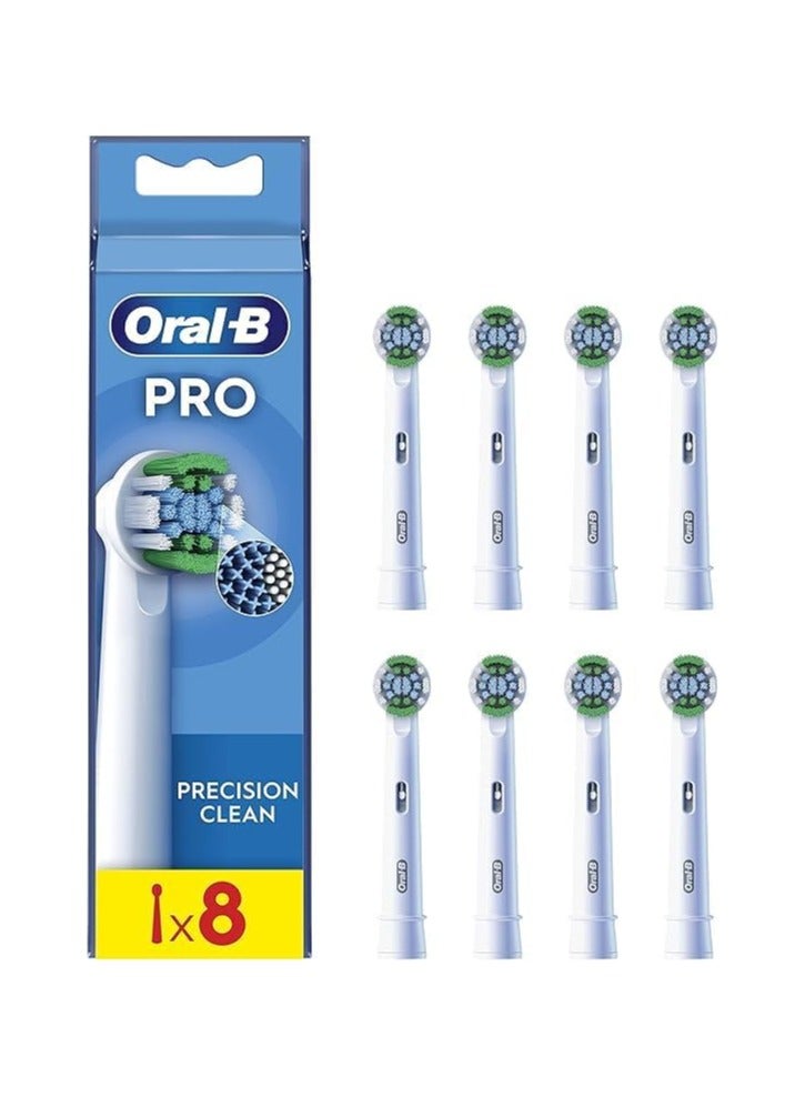 Oral-B Pro Precision Clean Electric Toothbrush Head, X-Shape And Angled Bristles for Deeper Plaque Removal, Pack of 8, White