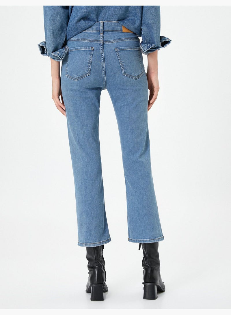 Crop Flare Jean Tight Solid Comfort Stretch Cotton Pockets - Victoria Jean