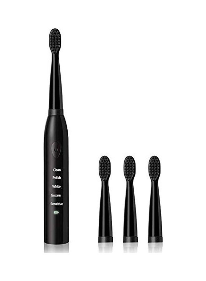 Sonic Electric Toothbrush With 3 Heads Black