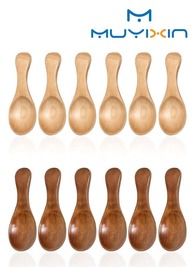20-Piece Small Wooden Spoons Mini Condiments Salt Spoon Honey Coffee Tea Sugar Spoons for Daily Use