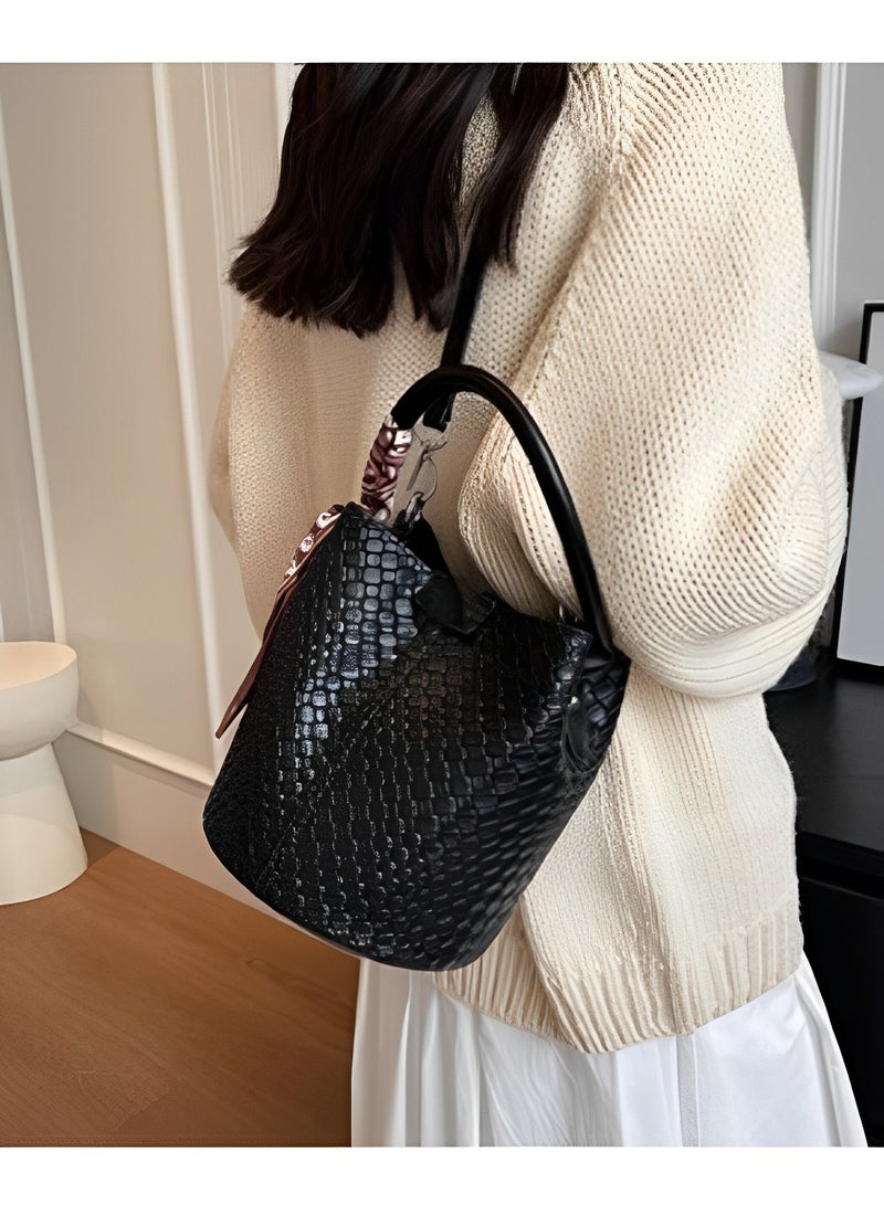 Hand-held Shoulder Bag Casual Cross-body Bucket Bag for Women Autumn and Winter New Fashion Simple Retro Popular Bag for Women
