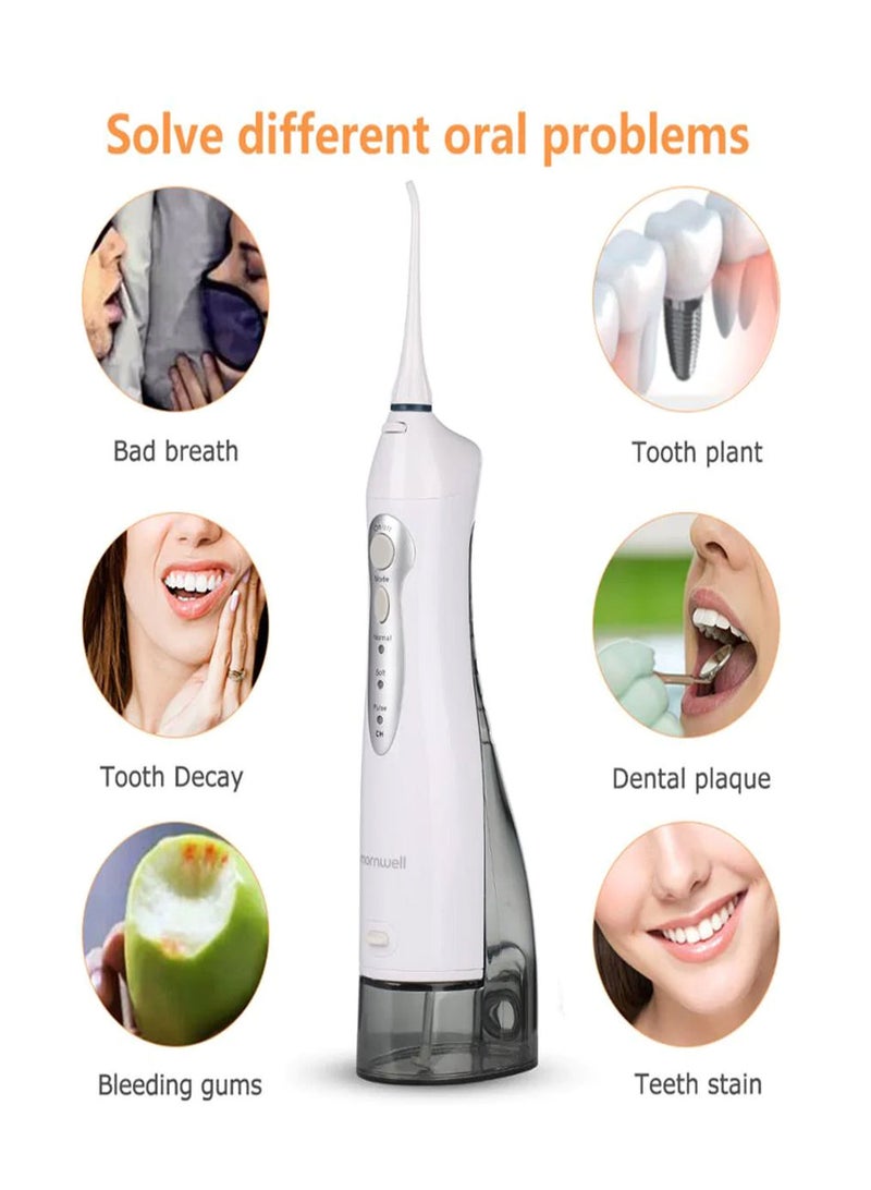 Oral Irrigator USB Rechargeable Water Flosser Portable Dental Water Jet 300ML Water Tank Waterproof Teeth Cleaner Plus Travel Bag (Multicolor)