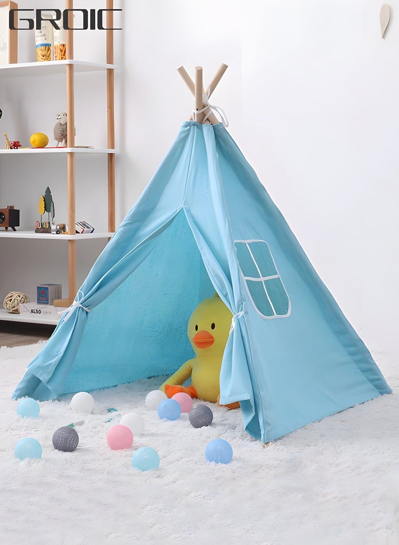 Teepee Play Tent for Kids, Foldable Playhouse Toy Tent with 3m Star Led Light, Canvas Toddler Tent, Gift for Baby Toddler Kids to Play Game Indoor and Outdoor