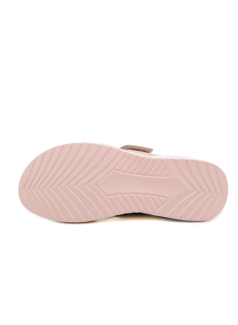 Casual air cushion bottom plus size car stitched wedge heel comfortable rhinestone sandals Pink
