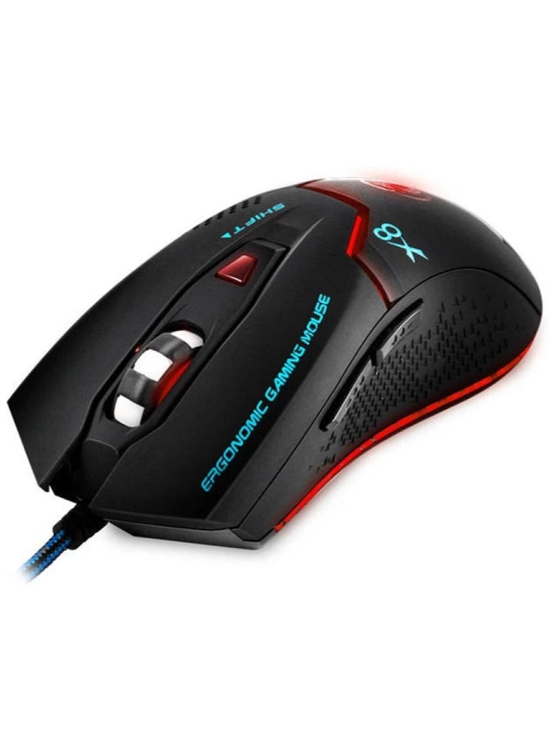 ENTWINO iMiceX8 Gaming Mouse 6D High Compatibility For Gaming PC & Laptop RGB Light Wired Optical Gaming Mouse  (USB 2.0, USB 3.0, Black)