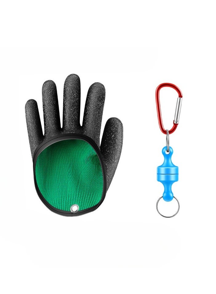 Fishing Catching Gloves, Anti-slip Catch Fish Gloves, Waterproof Magnetic Braided Fishing Gloves, Puncture Proof Fishing Glove For Hunting, Handling, Left Hand [single] + Plastic Magnetic Buckle