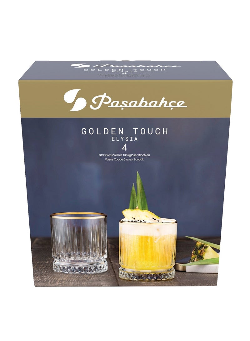 4-Piece Elysia Golden Touch Glass Set, 210 ml Clear