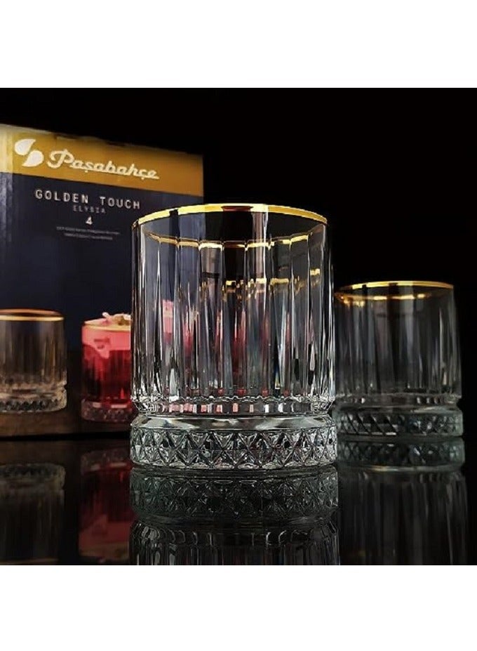 4-Piece Elysia Golden Touch Glass Set, 210 ml Clear