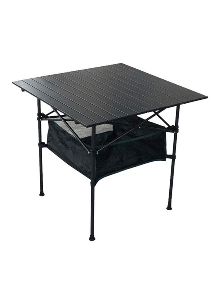 Portable Folding Camping Table with Mesh Storage Space and Carrying Bag