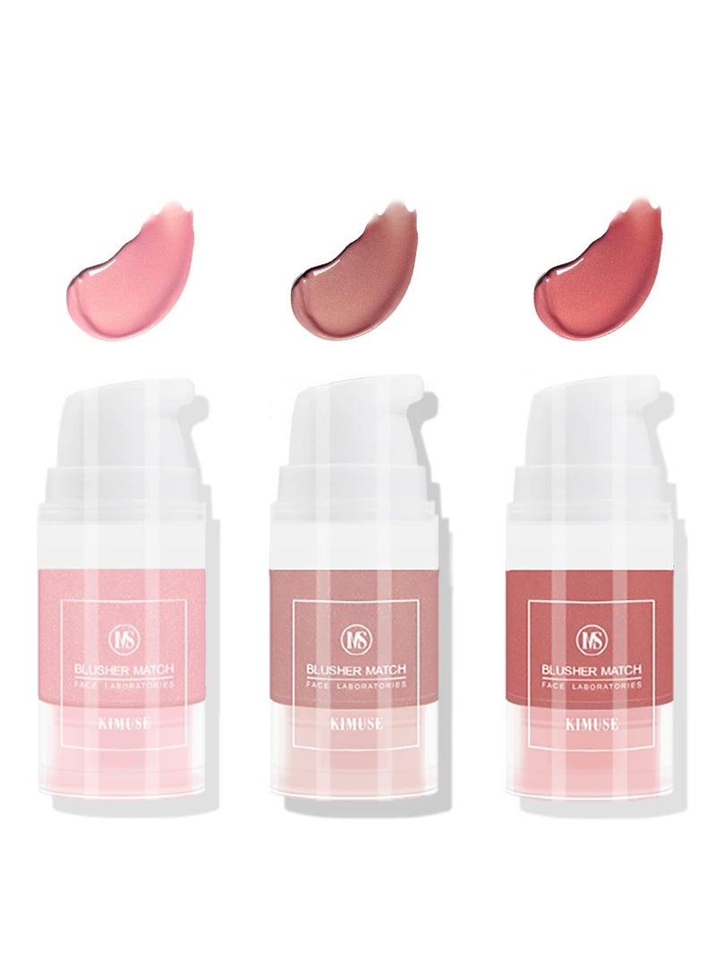 Blush Trio Gel Cream Cosmetic Light and Airy Natural Looking Blendable and Buildable Liquid Blush and Blush Colors