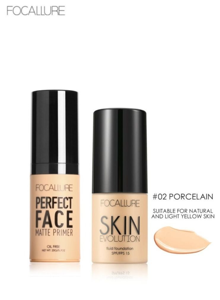 Perfect Face Matte Primer + Skin Evolution Liquid Foundation -#2 Porcelain