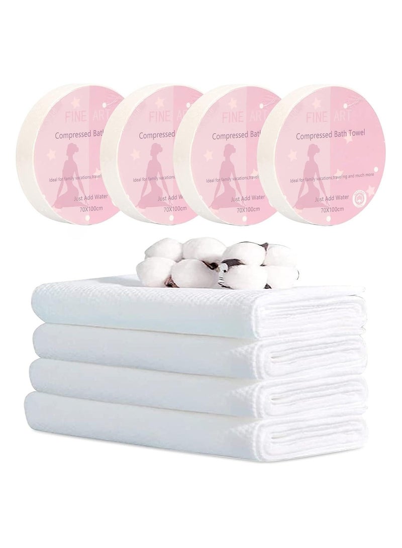 Large Compressed Towel 39 x 27 inch Disposable Cotton Bath Towels Portable Light and Reusable Suitable for Hiking Camping Beach Swimming and Traveling (5 PCS)