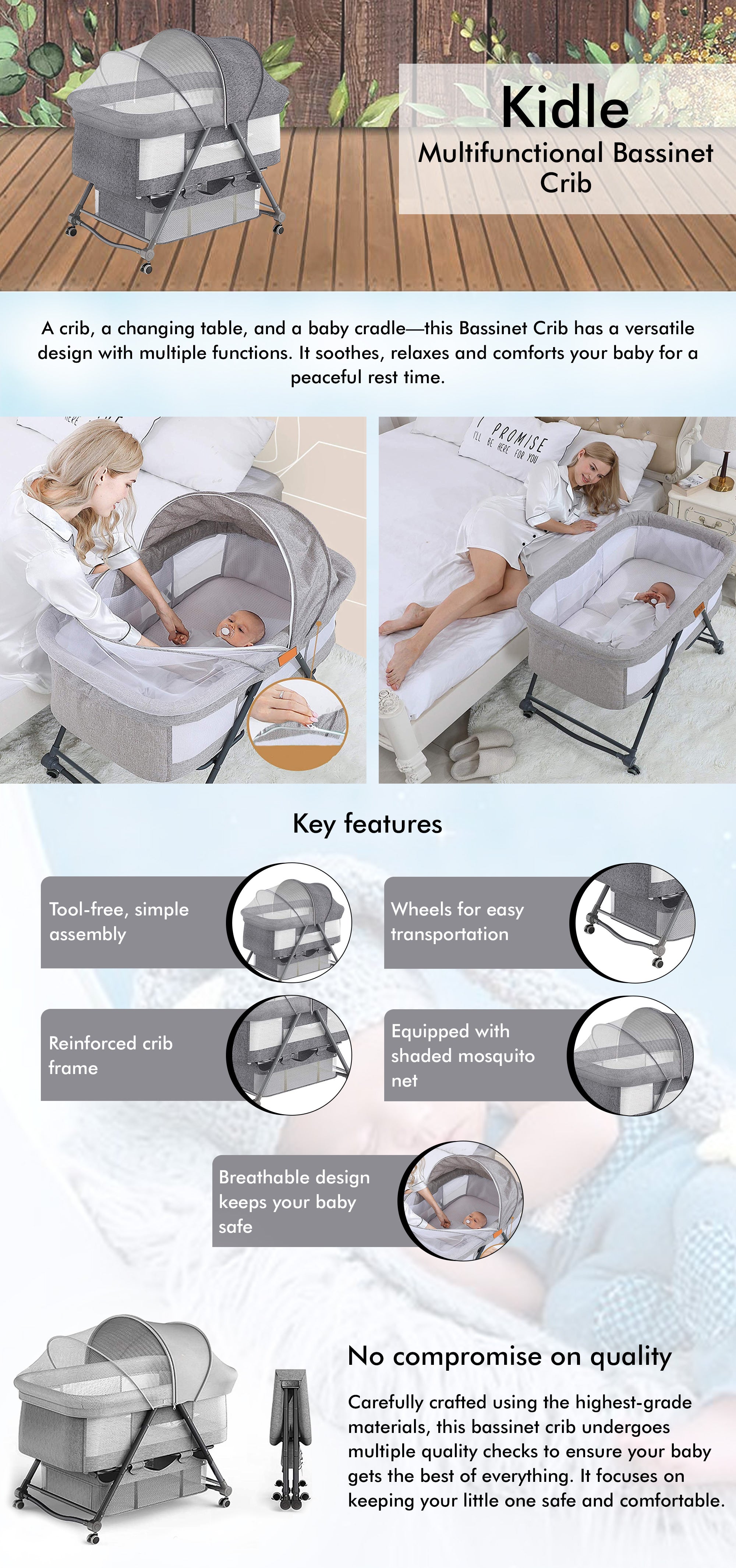 Multifunctional Baby Bassinet Crib