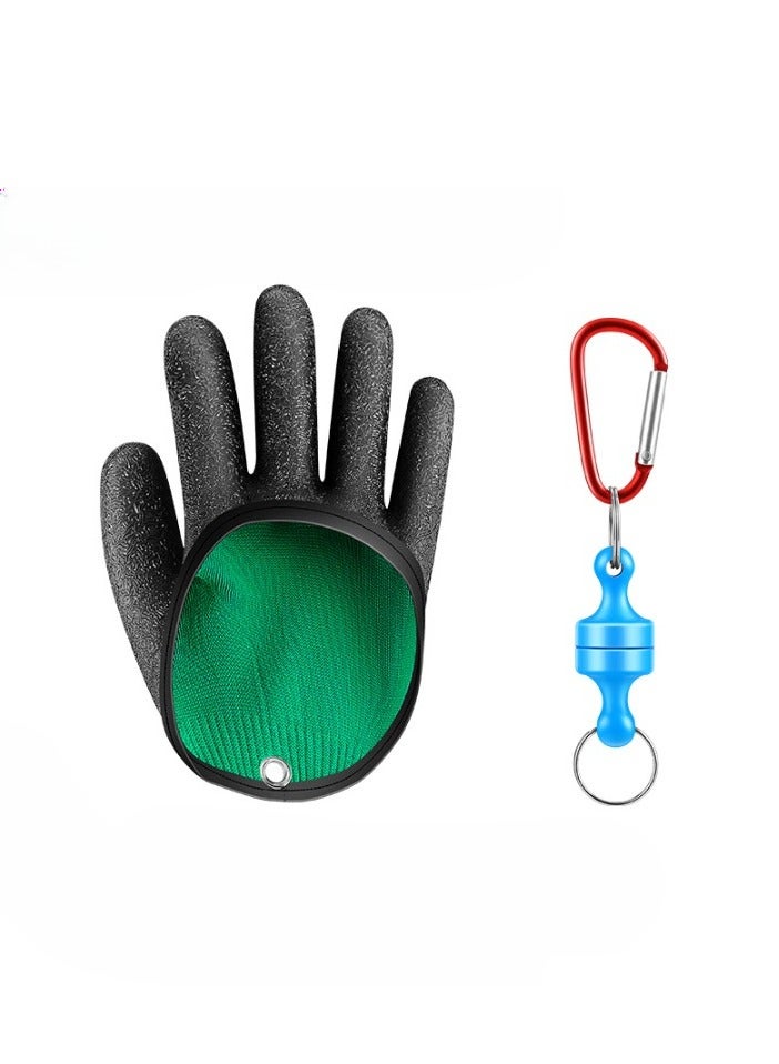 Fishing Catching Gloves, Anti-slip Catch Fish Gloves, Waterproof Magnetic Braided Fishing Gloves, Puncture Proof Fishing Glove For Hunting, Handling, Right Hand [single] + Plastic Magnetic Buckle
