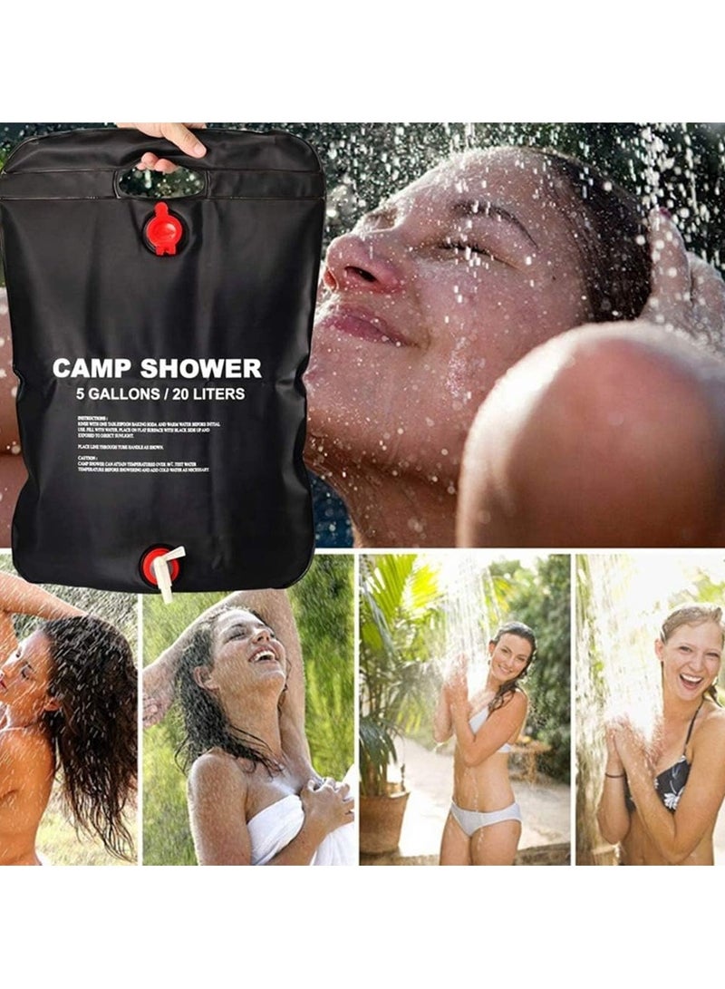 Portable Camping Shower Bag, Portable Hanging Water Heater Shower Bag for Outdoor Travel, Shower Bag, Foldable 20L, Fast Heating Speed PVC Solar Powered,  Solar Powered Portable Shower