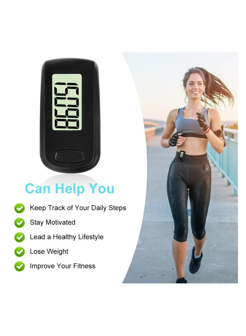 3D Large Screen Pedometer, Walking Portable Sports Pedometer with Clip Lanyard, Track Steps in Real Time, for Older Kids/Fitness Men/Women/Elders and Running