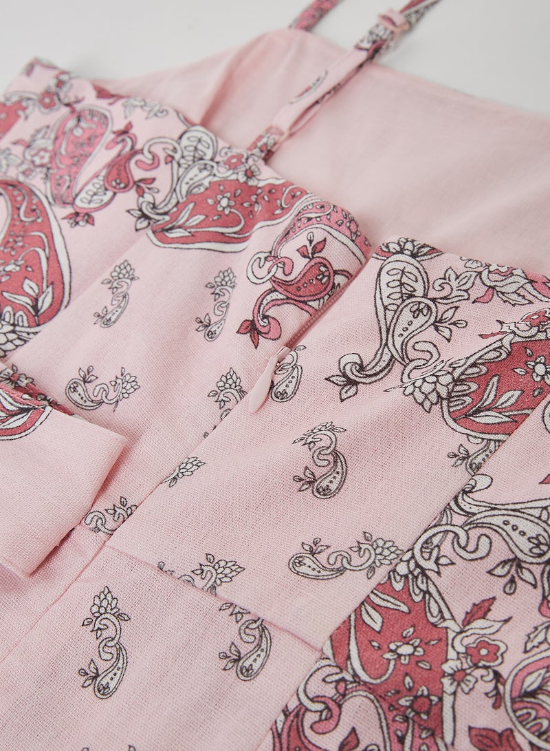 Teen Paisley Print Dress Pink
