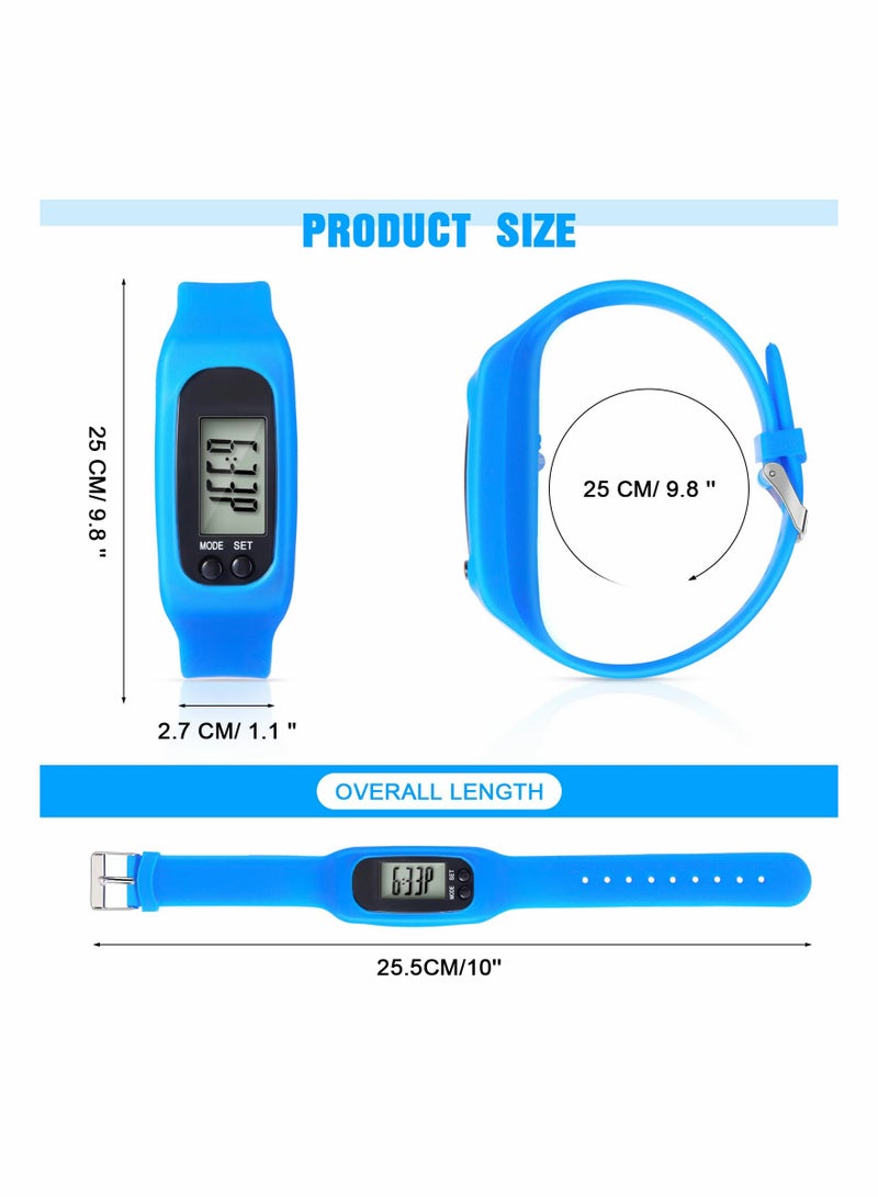 Silicone Fitness Tracker Watch 3 Pcs Walking Running Pedometer Calorie Burning and Step Counting Bracelet Steps Pedometer Watch for Walking Men Women Kids