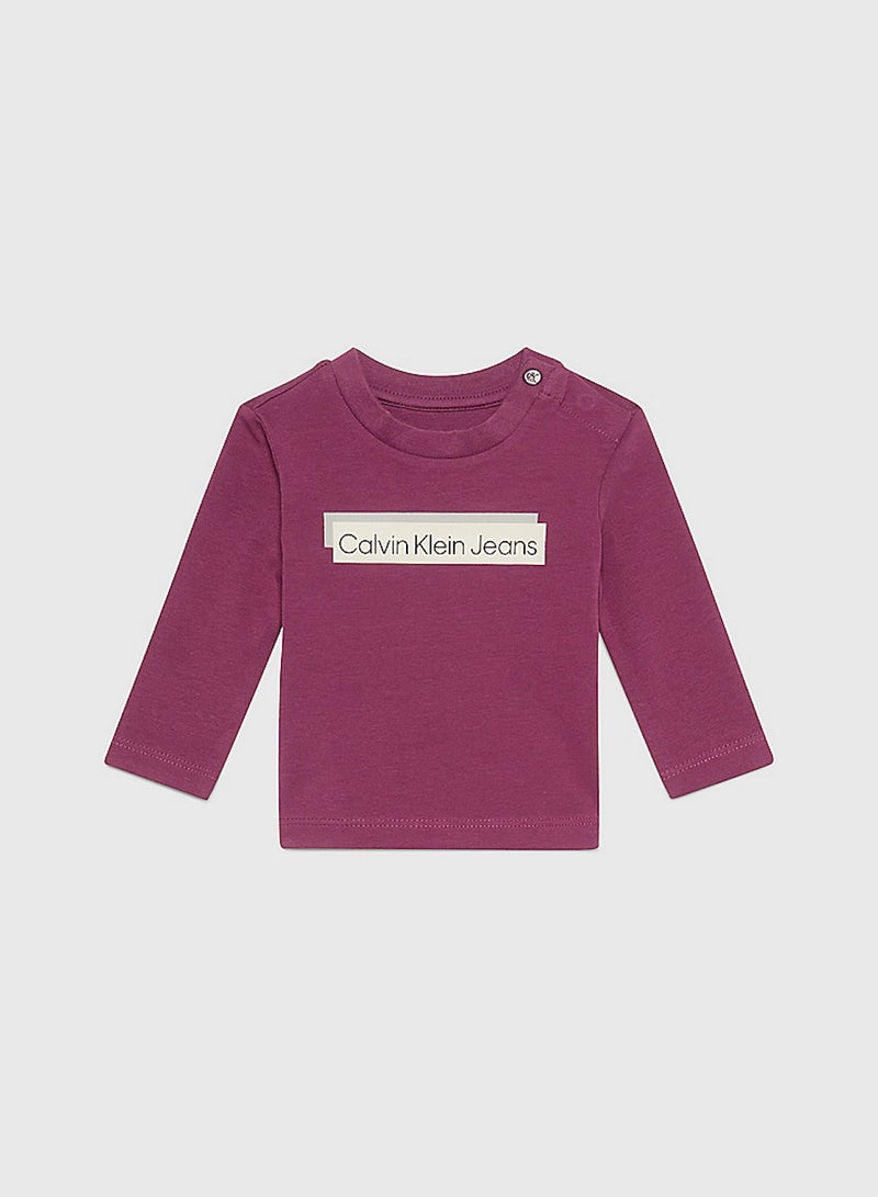 Baby's Long Sleeves Logo T-Shirt, Cotton, Purple