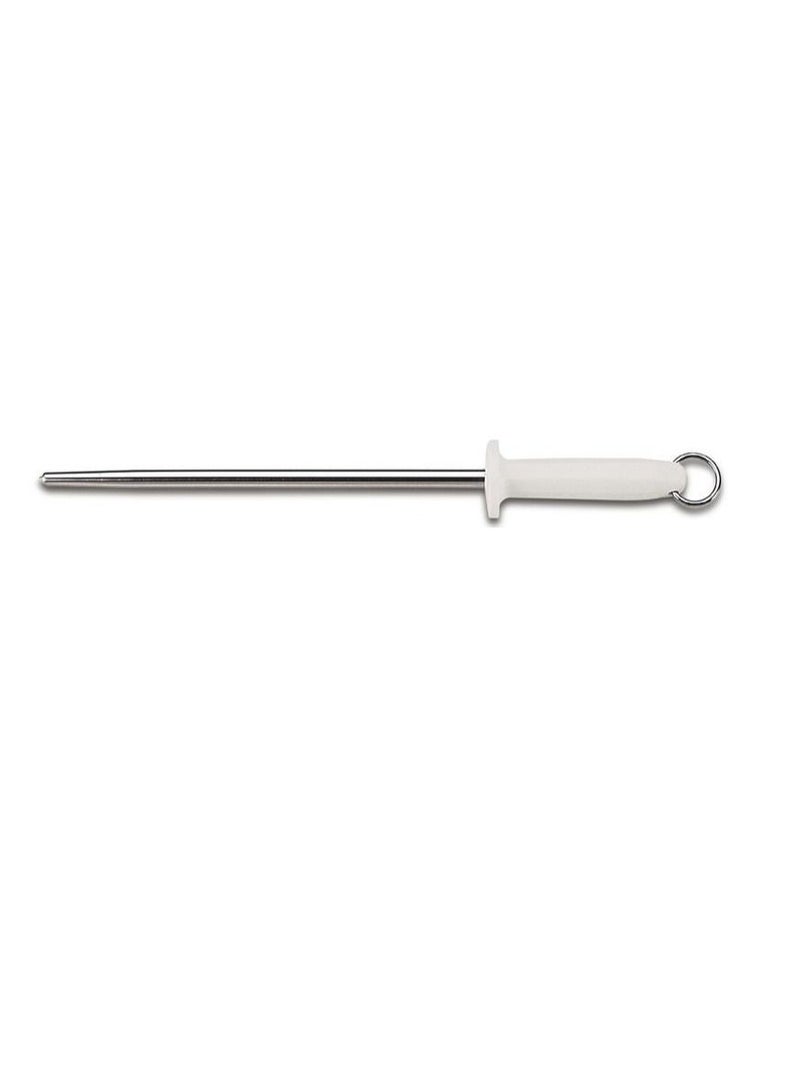Professional 12 Inches Smooth Shapener with Carbon Steel Rod and White Polypropylene Handle