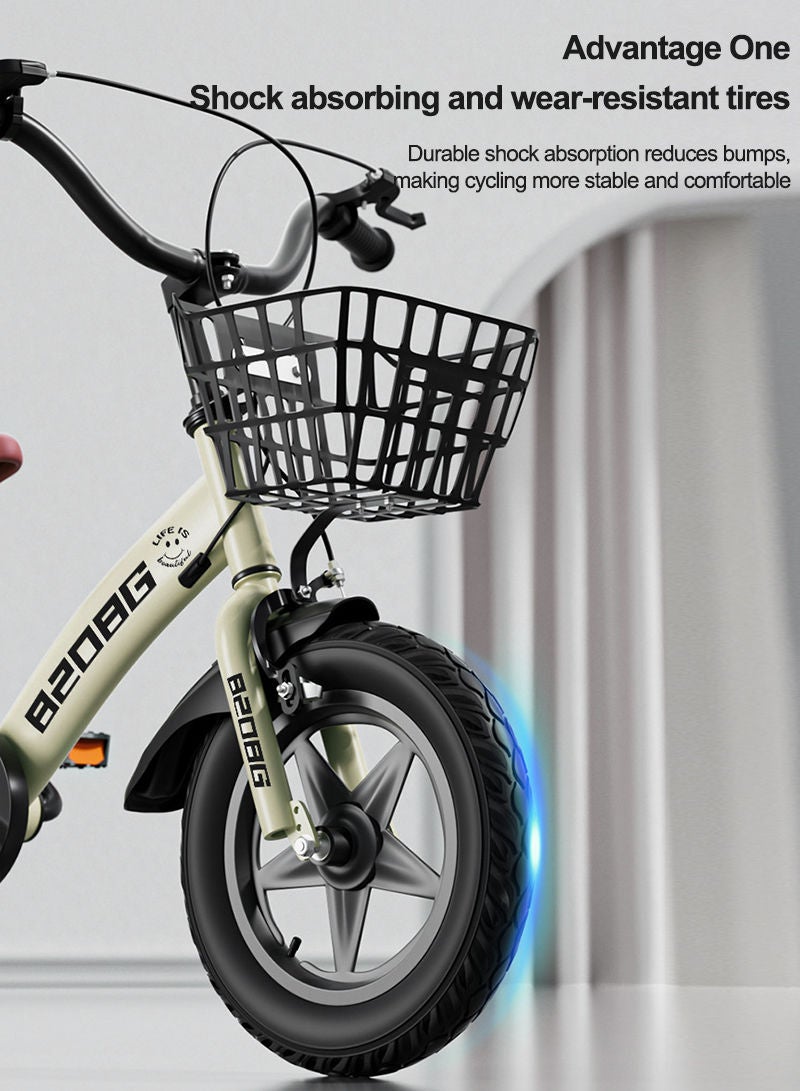18 Inch Bicycle for Kids, with Flashing Training Wheels and Basket, High Carbon Steel Frame, Kids Bike for 6-8 Years Boys and Girls