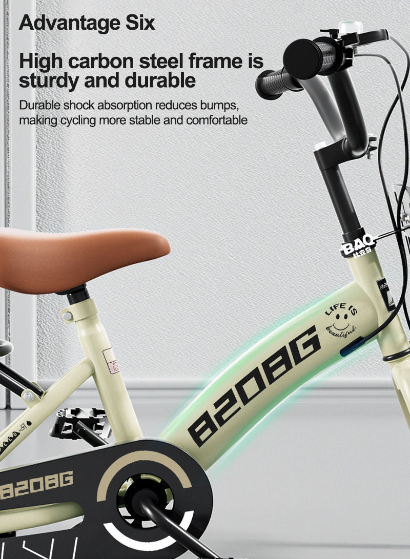 18 Inch Bicycle for Kids, with Flashing Training Wheels and Basket, High Carbon Steel Frame, Kids Bike for 6-8 Years Boys and Girls