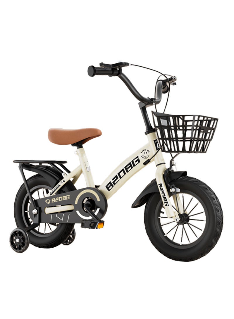 18 Inch Bicycle for Kids, with Flashing Training Wheels and Basket, High Carbon Steel Frame, Kids Bike for 6-8 Years Boys and Girls