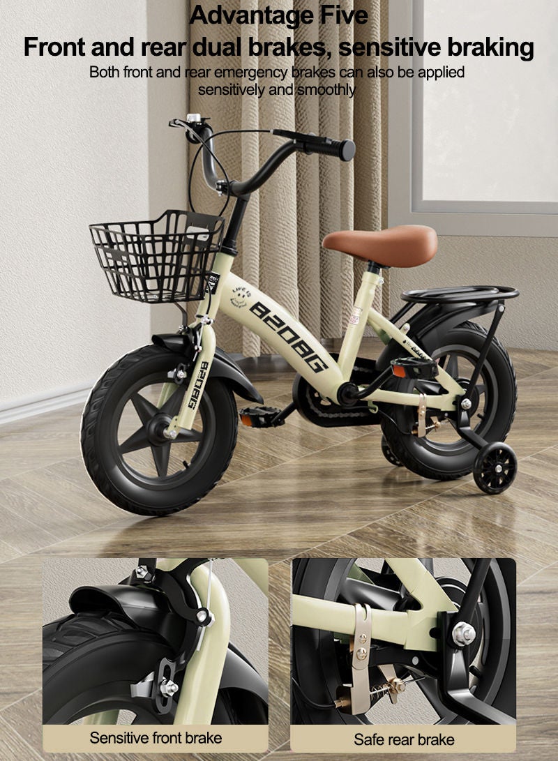 18 Inch Bicycle for Kids, with Flashing Training Wheels and Basket, High Carbon Steel Frame, Kids Bike for 6-8 Years Boys and Girls