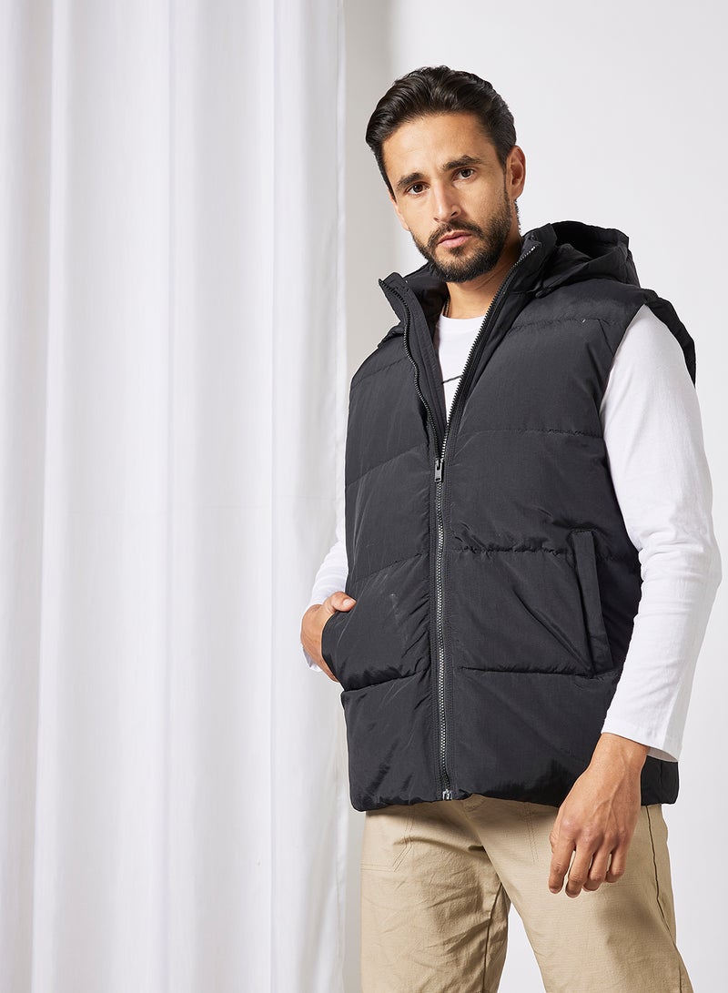 Puffer Hoodie Gilet Dark Grey