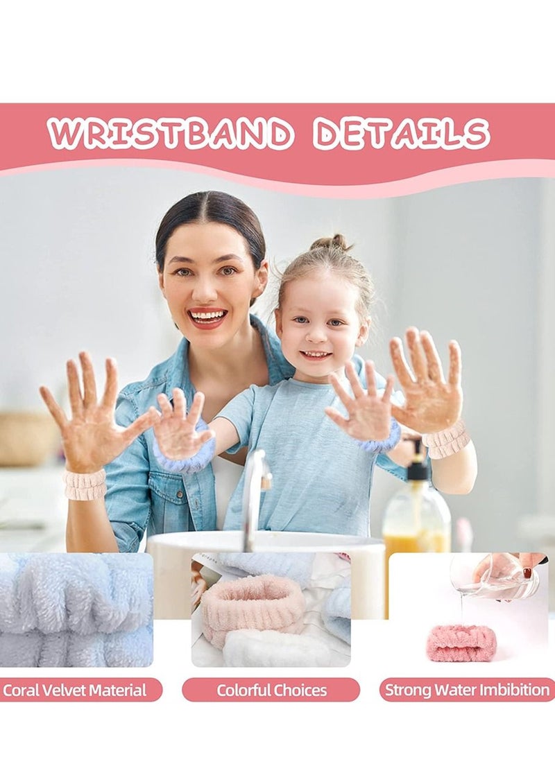 Face Wash Wristbands, Wrist Towels Bands for Washing Microfiber Spa Wristbands Absorbent Whishing Women Girls Prevent Water Spilling Down from Your Arms (8 Pcs)