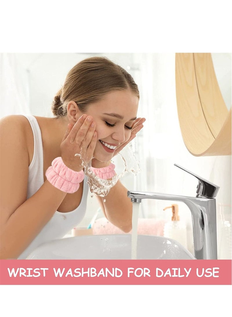 Face Wash Wristbands, Wrist Towels Bands for Washing Microfiber Spa Wristbands Absorbent Whishing Women Girls Prevent Water Spilling Down from Your Arms (8 Pcs)