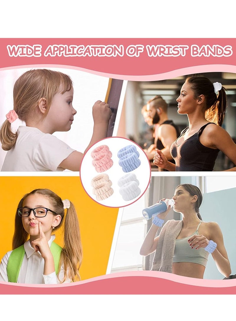 Face Wash Wristbands, Wrist Towels Bands for Washing Microfiber Spa Wristbands Absorbent Whishing Women Girls Prevent Water Spilling Down from Your Arms (8 Pcs)