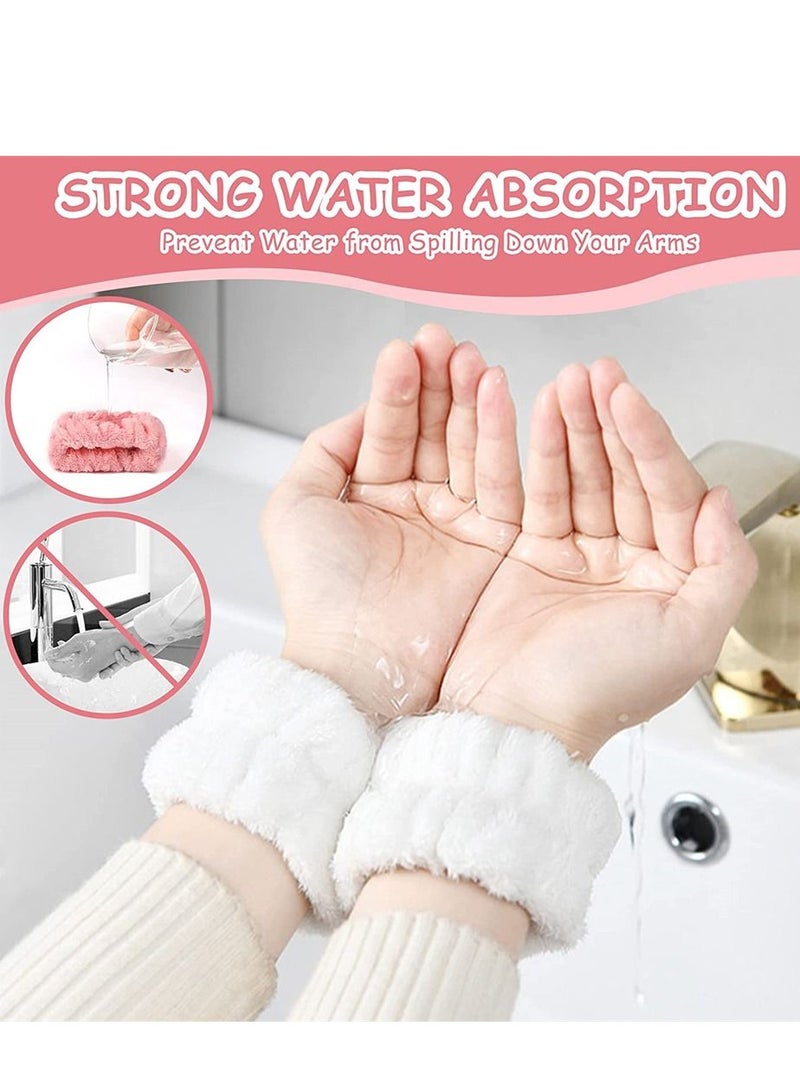 Face Wash Wristbands, Wrist Towels Bands for Washing Microfiber Spa Wristbands Absorbent Whishing Women Girls Prevent Water Spilling Down from Your Arms (8 Pcs)