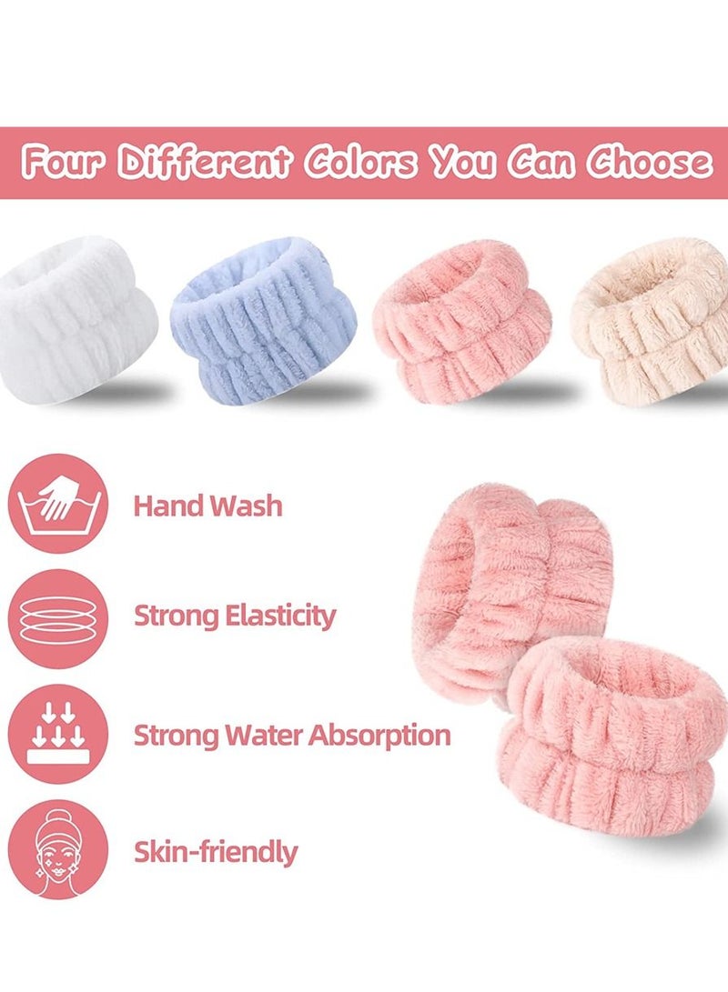 Face Wash Wristbands, Wrist Towels Bands for Washing Microfiber Spa Wristbands Absorbent Whishing Women Girls Prevent Water Spilling Down from Your Arms (8 Pcs)