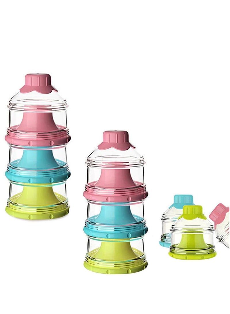 Three Layers Baby Milk Powder Boxes Independent Storage Cans Snack Children with Compartments Dispensers Capacities for Travel and Outdoor Activities Nighttime