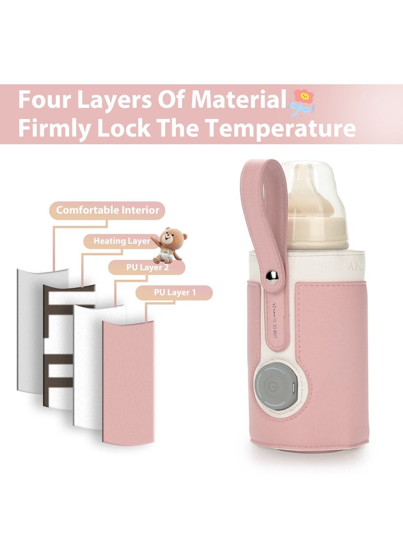 Portable Bottle Warmer, Warmer with 2A USB Wall Charger, 3 Temperature Control, Baby for Breastmilk or Formula Travel and Other Outdoor Activities