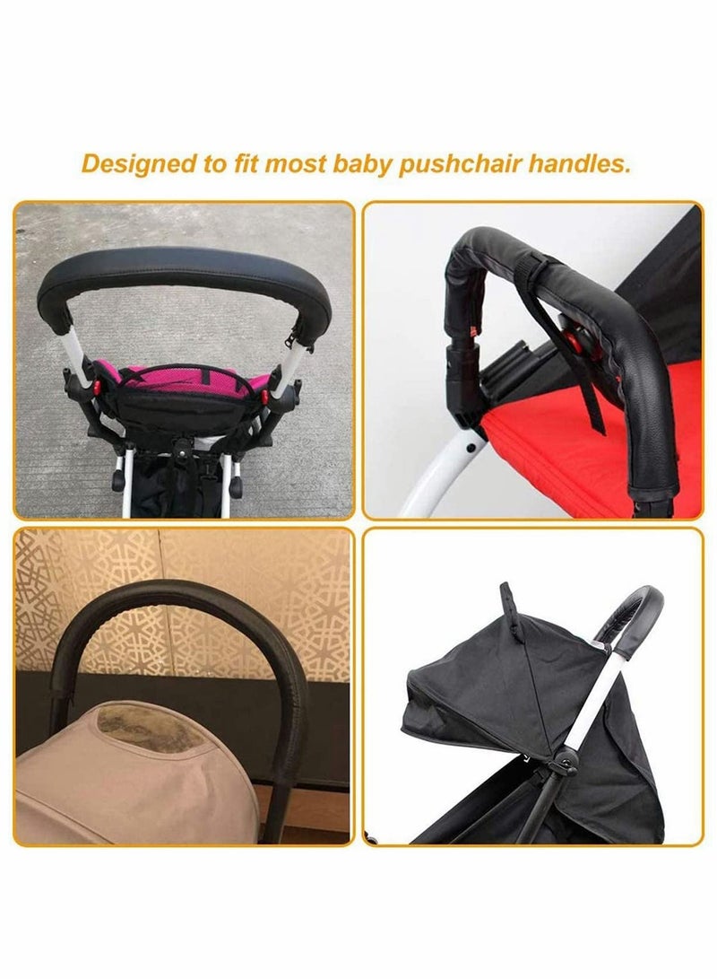 Baby Stroller Handle Protector, PU Leather Protective Cover Universal with Zipped Closure, Waterproof, Anti-Dirty, Anti-wear, Anti-Breakage