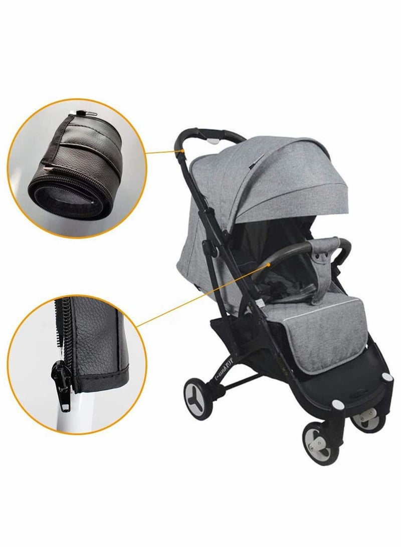 Baby Stroller Handle Protector, PU Leather Protective Cover Universal with Zipped Closure, Waterproof, Anti-Dirty, Anti-wear, Anti-Breakage