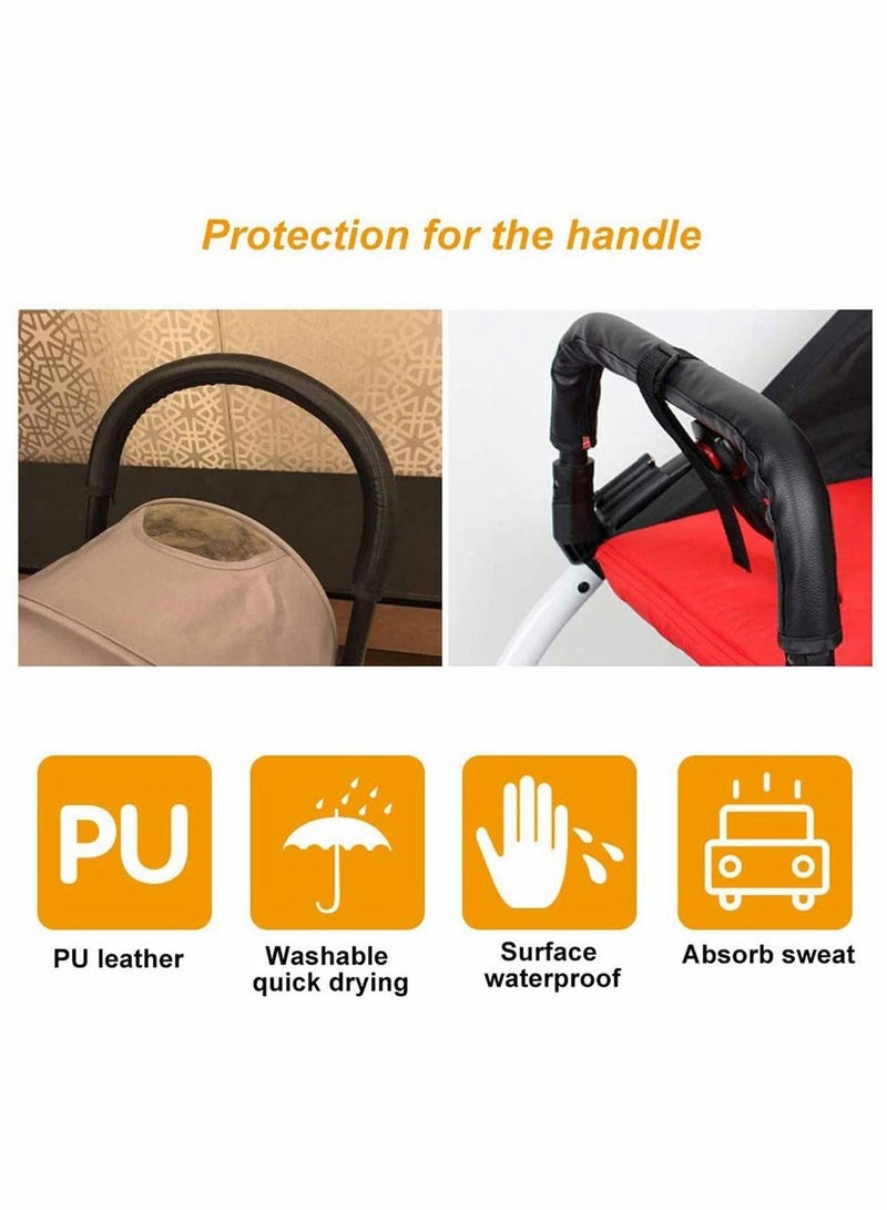 Baby Stroller Handle Protector, PU Leather Protective Cover Universal with Zipped Closure, Waterproof, Anti-Dirty, Anti-wear, Anti-Breakage