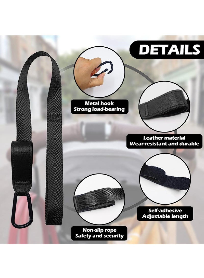 Stroller Hooks with Safety Wrist Strap, Heavy Duty Jogging Clips, Universal Pram Hook, and Mommy for Hanging Diaper Bags Purses Black, 4Pcs