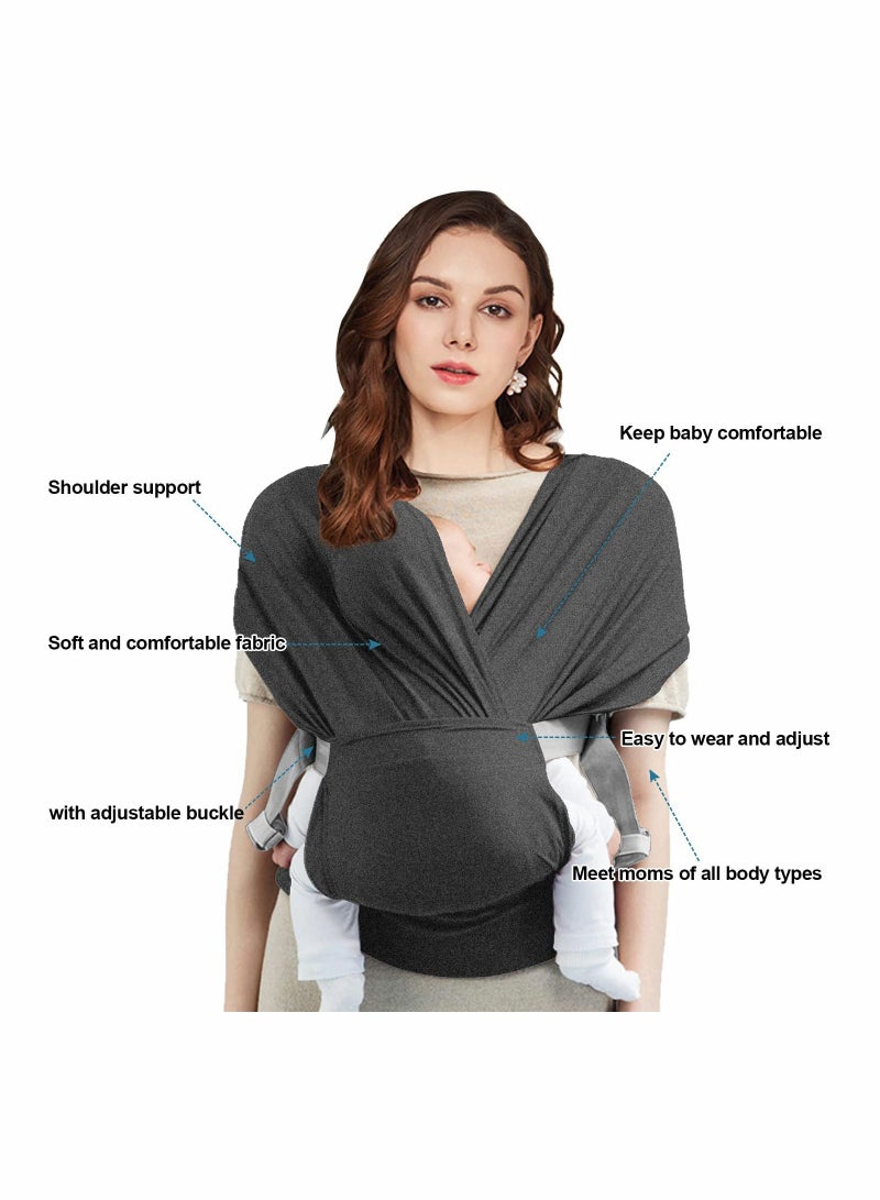 Baby Wrap Carrier Slings, Adjustable Newborn to Toddler Original Stretchy Infant Sling, Perfect for Babies and Children up 35 lbs (Dark Grey)